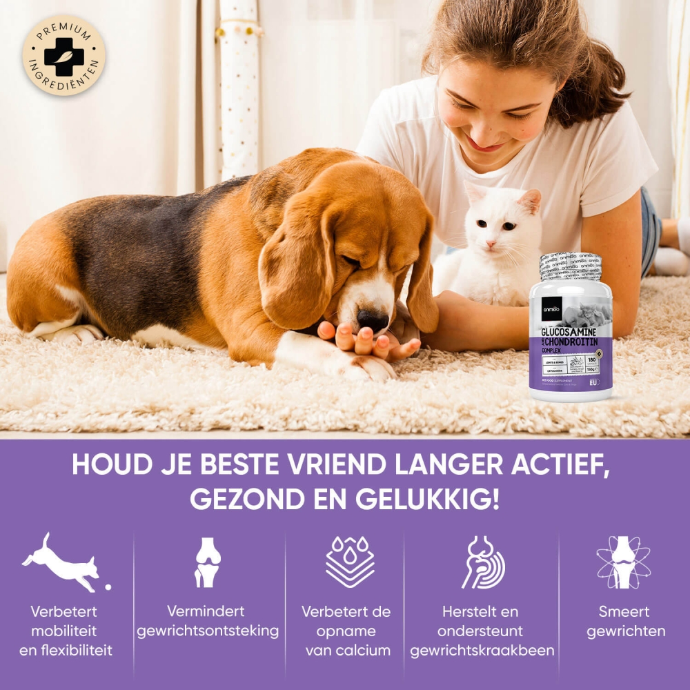 Slim Kilometers Optimaal Glucosamine & chondroïtine | Voor kat & hond | Animigo