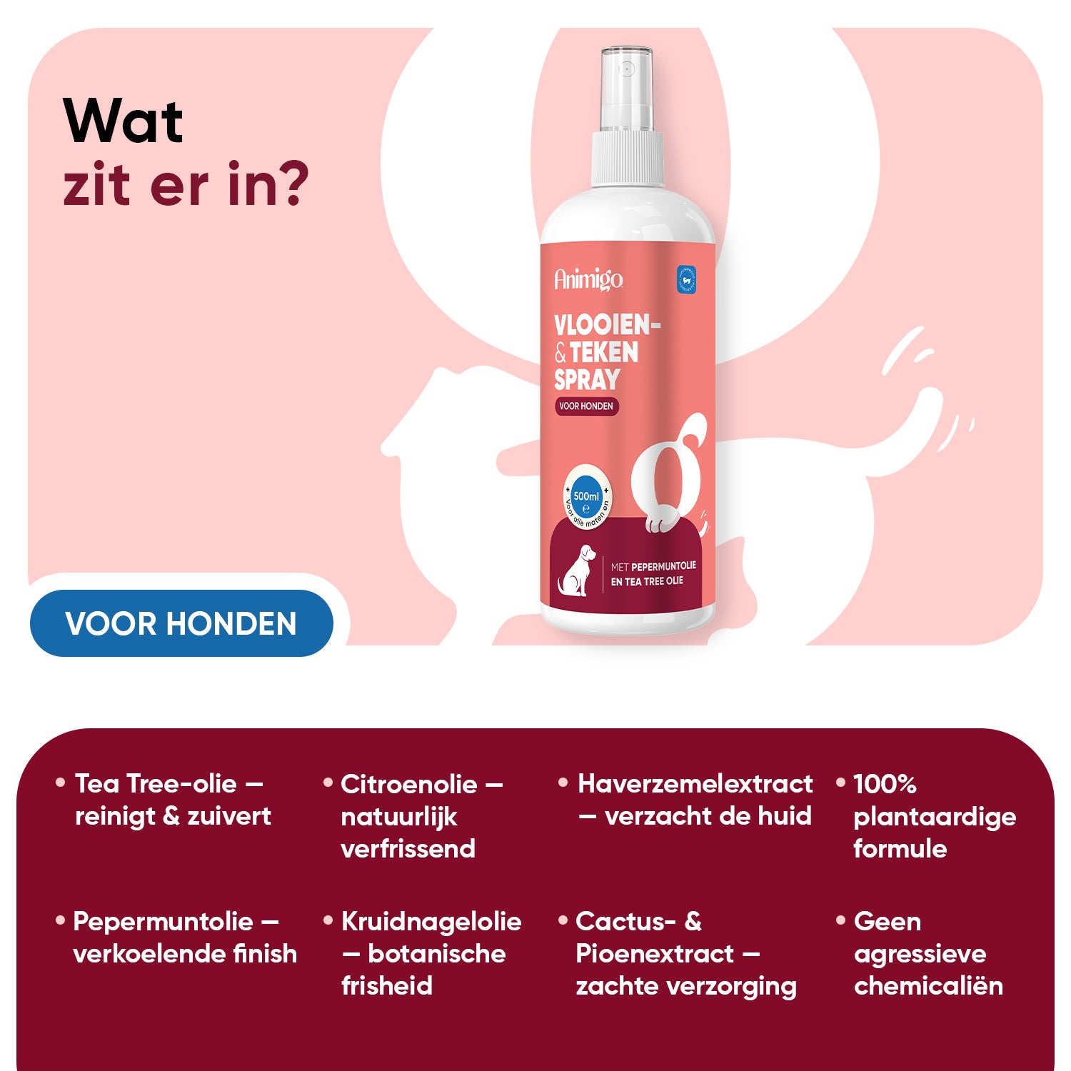 Vlooien- en Tekenwerende spray voor Honden 500ml