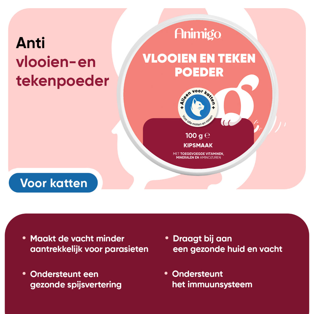 Vlooien- en tekenwerend poeder voor katten