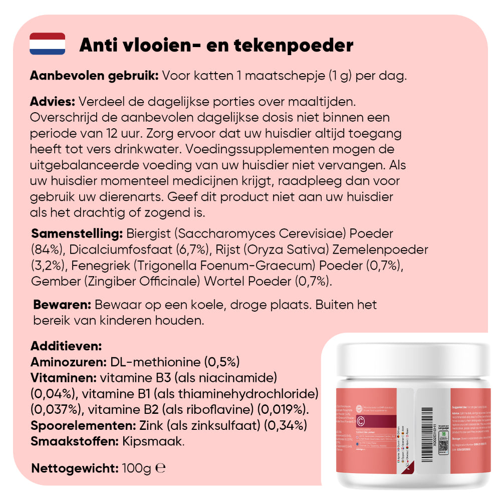 Vlooien- en tekenwerend poeder voor katten