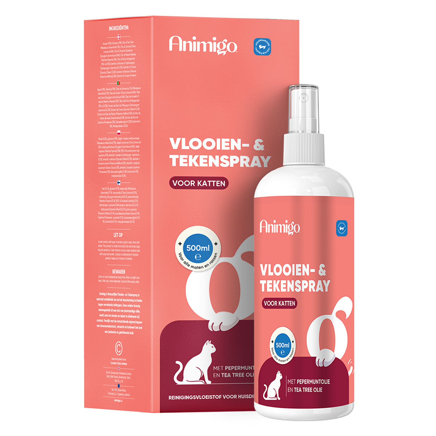 Vlooien- en Tekenwerende spray voor Katten 500ml