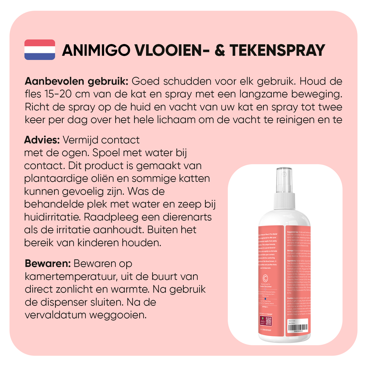 Vlooien- en Tekenwerende spray voor Katten 500ml