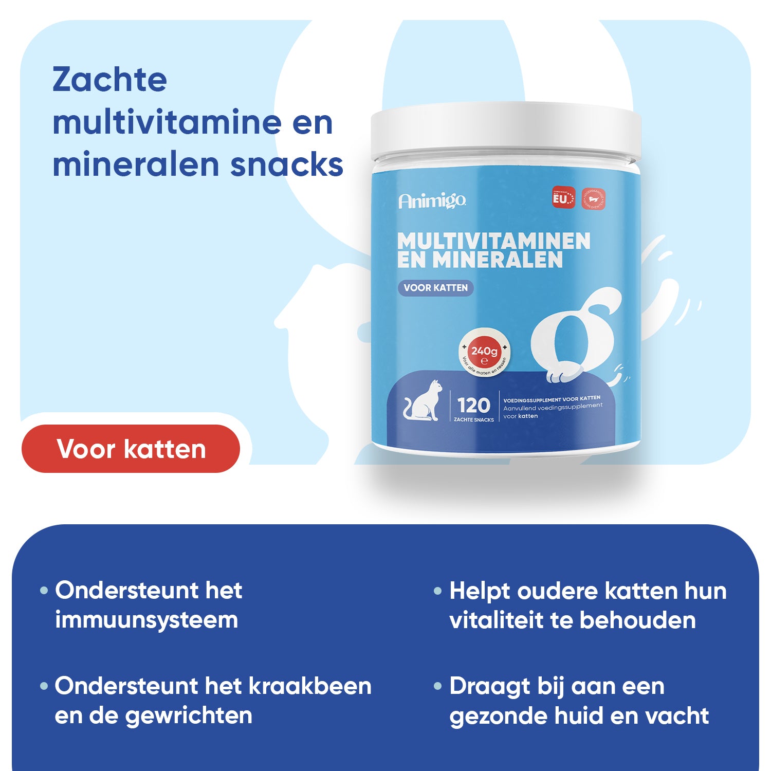 Multivitamine met mineralen voor katten, 120 zachte kauwtabletten