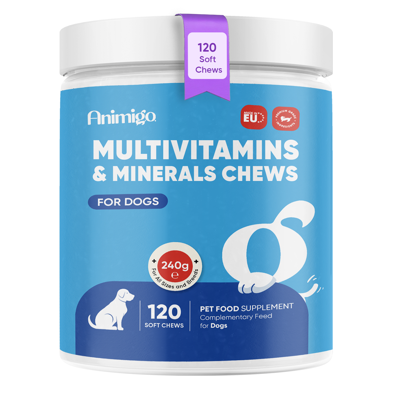 Multivitamine met mineralen voor honden, 120 zachte kauwtabletten