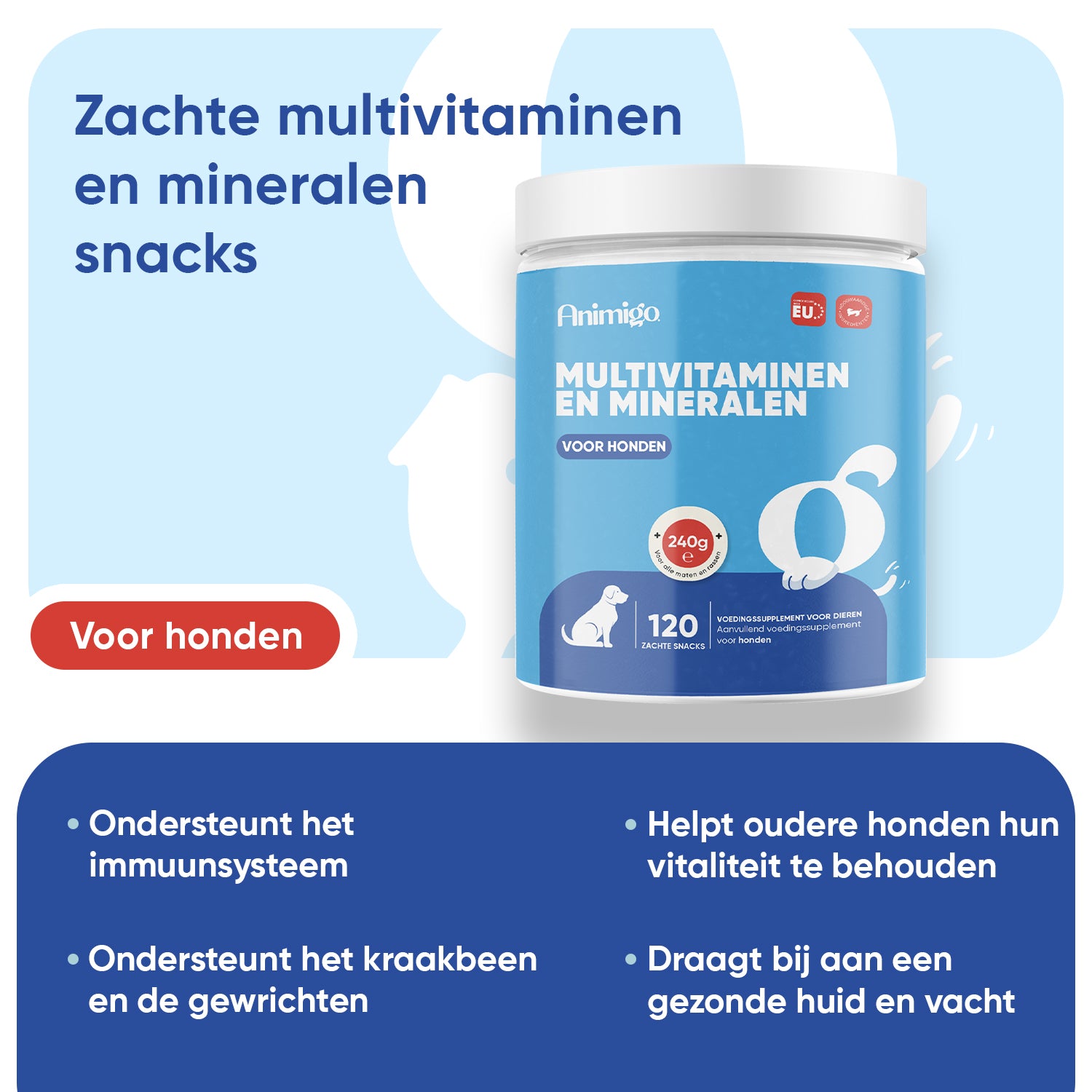 Multivitamine met mineralen voor honden, 120 zachte kauwtabletten
