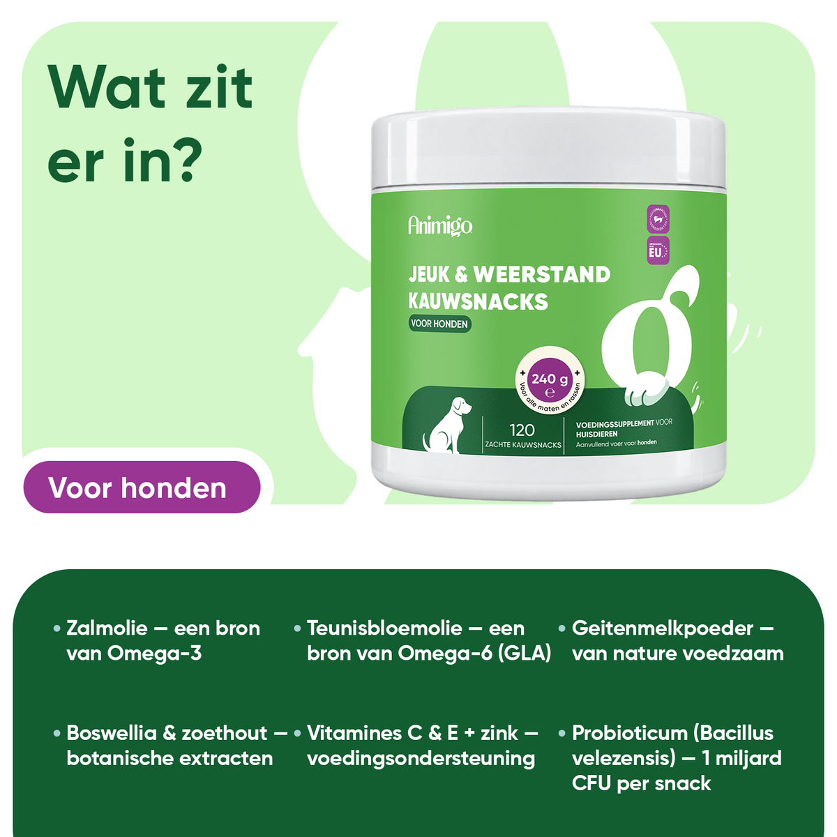 Anti-jeuk kauwsnacks voor honden met probiotica - 120 stuks